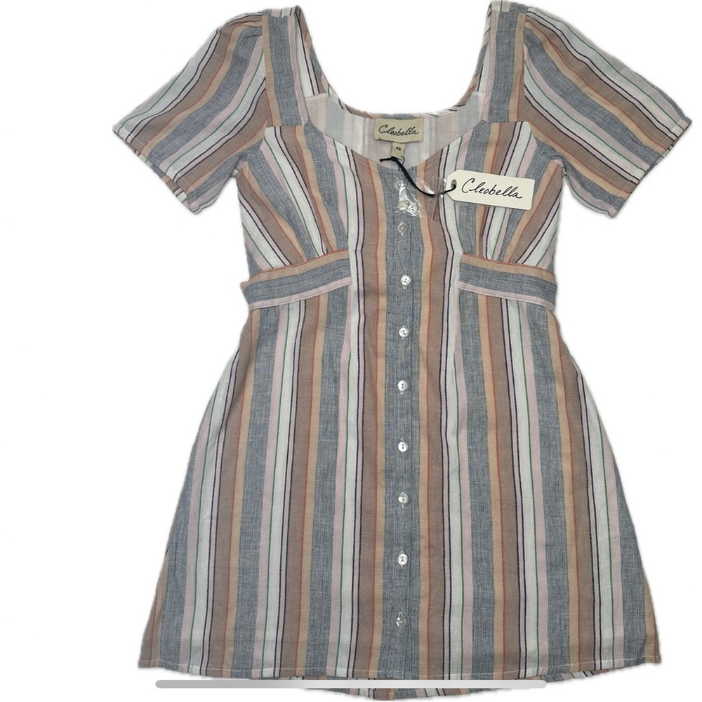 Cleobella Striped Dress - Blue, Brown, and White